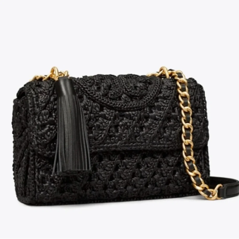 Tory Burch Fleming Raffia Convertible Shoulder